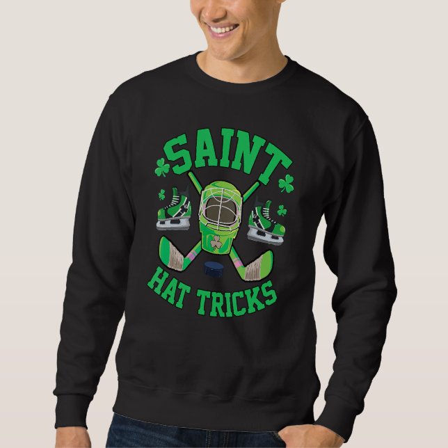 Sudadera St Patrick's Day Hockey Saint Hat Tricks Shamrock  (Anverso)