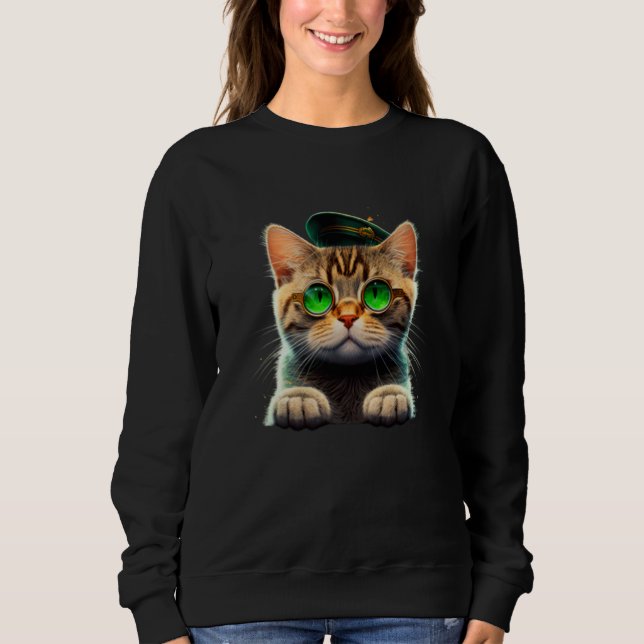 Sudadera St Patrick's Day Irish Cute Cat Mom Dad Kitties (Anverso)
