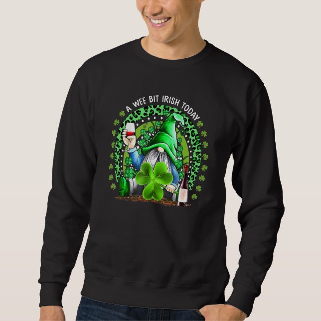 Sudadera St Patrick's Day Irish Gnome Drink Wine Shamrock R (Anverso)