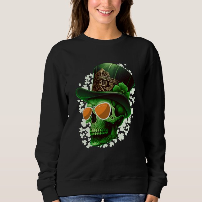 Sudadera St Patrick's Day Irish skeleton leprechaun (Anverso)