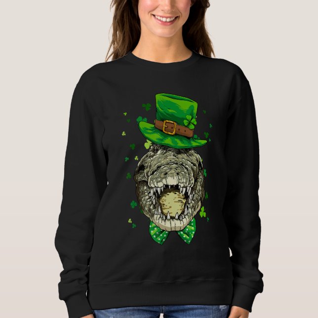 Sudadera St Patrick's Day Leprechaun Crocodile Gators Shamr (Anverso)