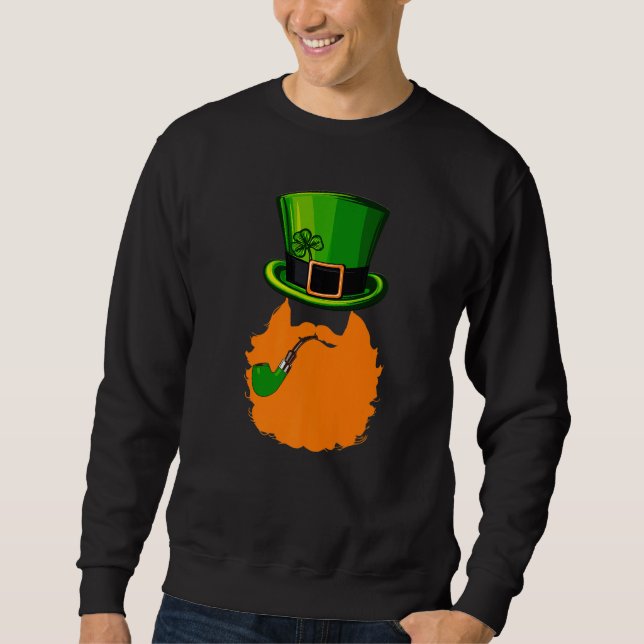 Sudadera St Patrick's Day Leprechaun Face Beard Shamrock Gi (Anverso)