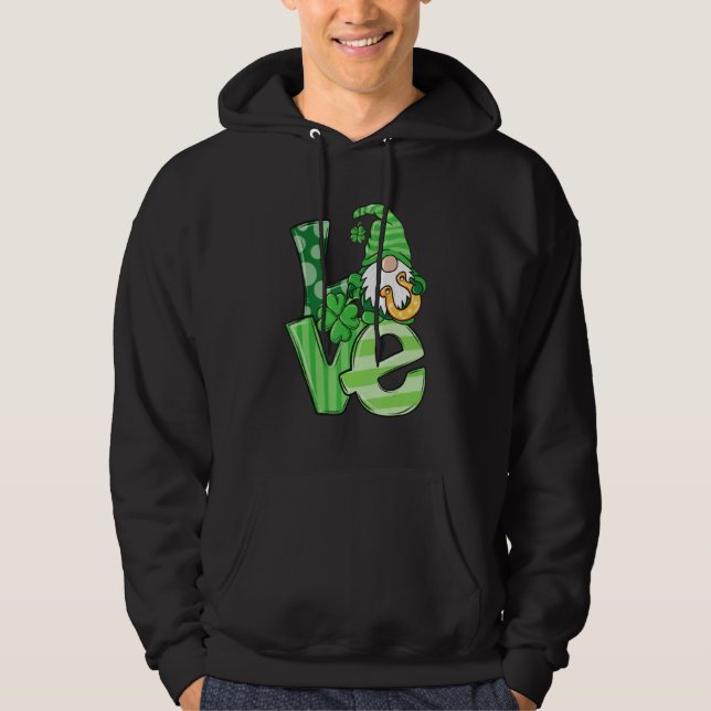Sudadera St Patrick's Day Love Gnomes Shamrock Horseshoe Ir (Anverso)
