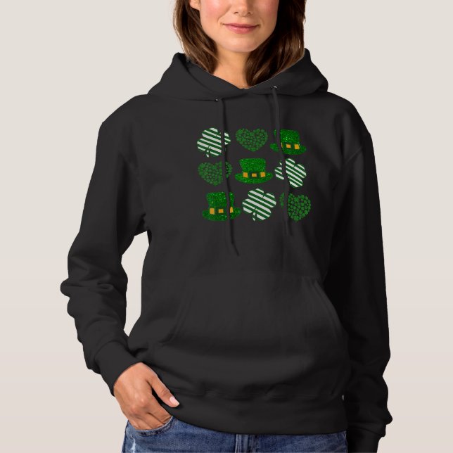 Sudadera St. Patrick's Day Love Heart Shamrock Gree (Anverso)