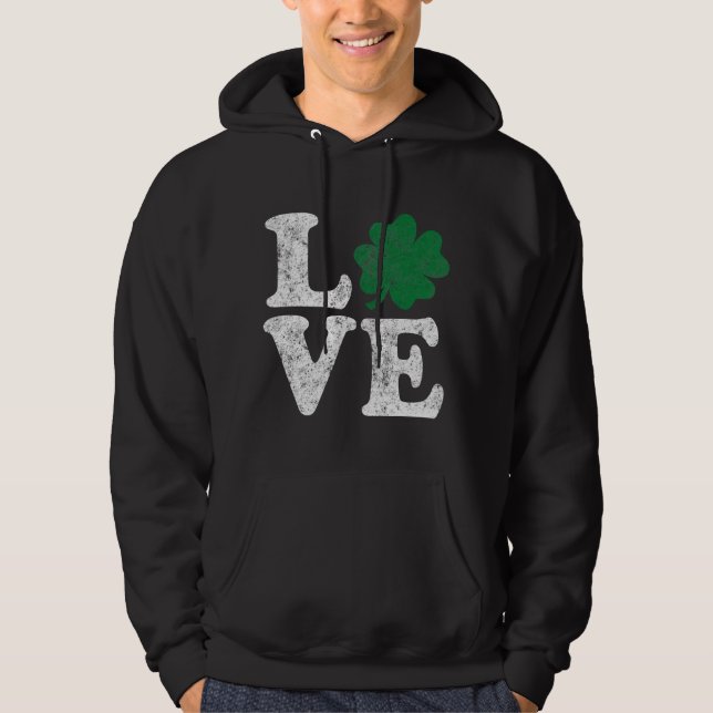 Sudadera St Patrick's Day LOVE Shamrock Irish (Anverso)