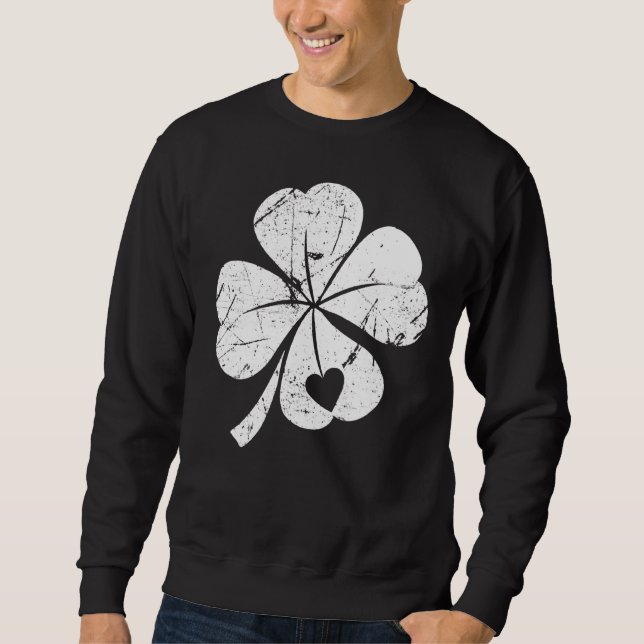 Sudadera St Patricks Day Lucky Four Leaf Irish Shamrock Wit (Anverso)