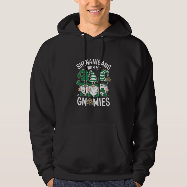 Sudadera St Patricks Day Lucky Shamrock Leopard Gnomes (Anverso)