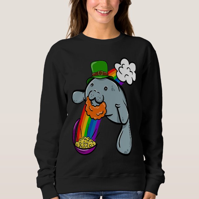 Sudadera St Patrick's Day Manatee Leprechaun Cute  Boys Gir (Anverso)