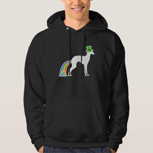 Sudadera St Patrick's Day Rainbow Dog  Italian Greyhound (Anverso)
