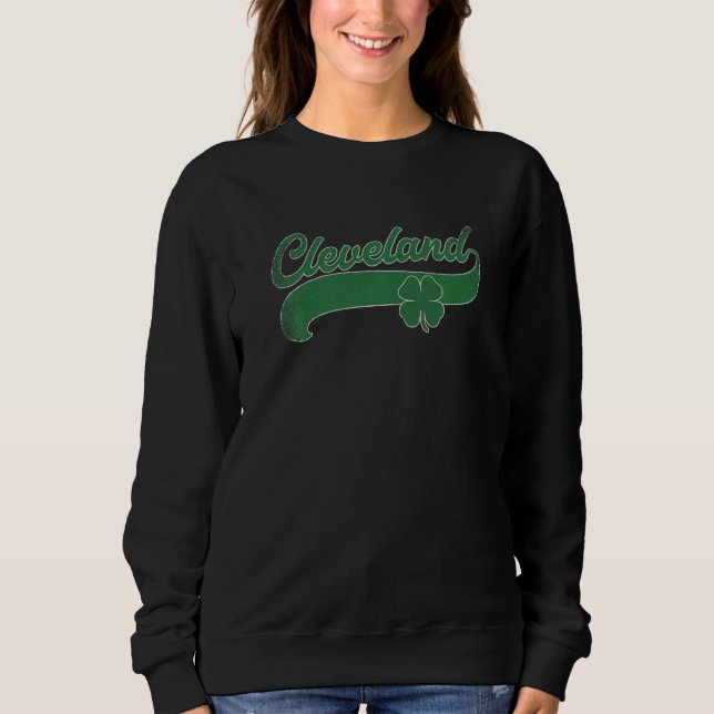 Sudadera St. Patrick's Day Shamrock Cleveland Ohio OH Gift  (Anverso)