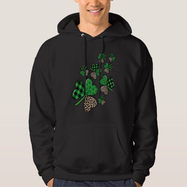 Sudadera St Patricks Day Shamrock Irish Leopard Print Plaid (Anverso)