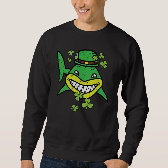 Sudadera St Patricks Day Shark Saint Paddys Pattys Irish Me (Anverso)