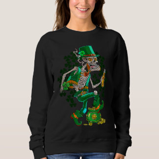 Sudadera St Patrick's Day Skeleton Drinking Beer C Pot Of G