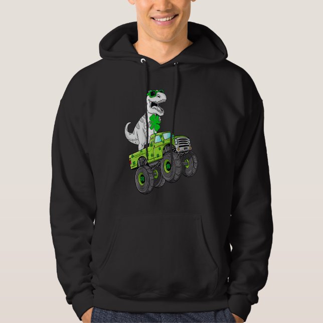 Sudadera St Patricks Day T Rex Riding Monster Truck Dino To (Anverso)