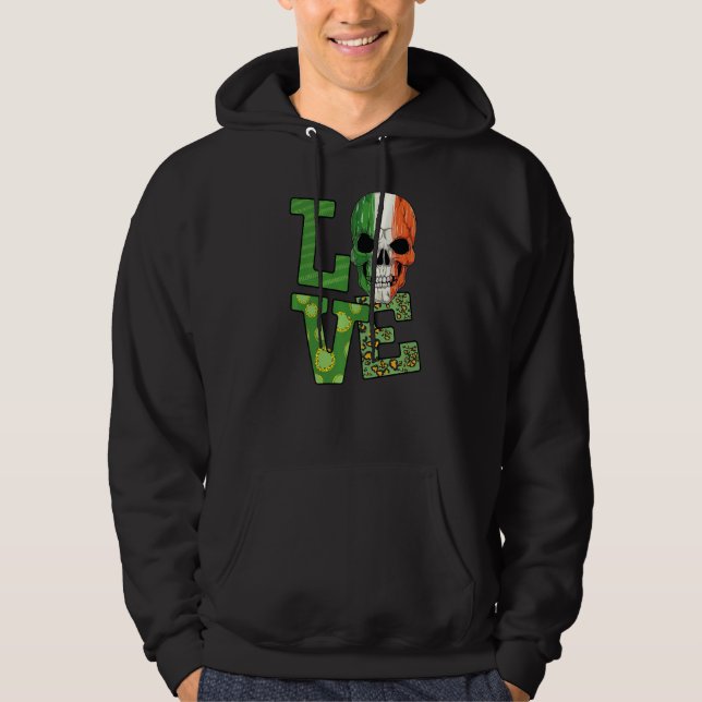 Sudadera St Patricks Irlanda Skull Love Buffalo Plaid Vinta (Anverso)