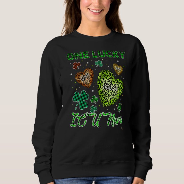 Sudadera St Patricks One Lucky Icu Enfermera De Búfalo Leop (Anverso)