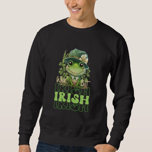 Sudadera St Patrick's Wee Bit Irish Cute Frog With Hat & Sh (Anverso)