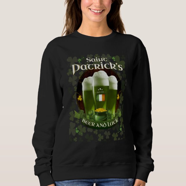 Sudadera St Patricku2019s Day Beer luck Since 1973 Irish Fl (Anverso)