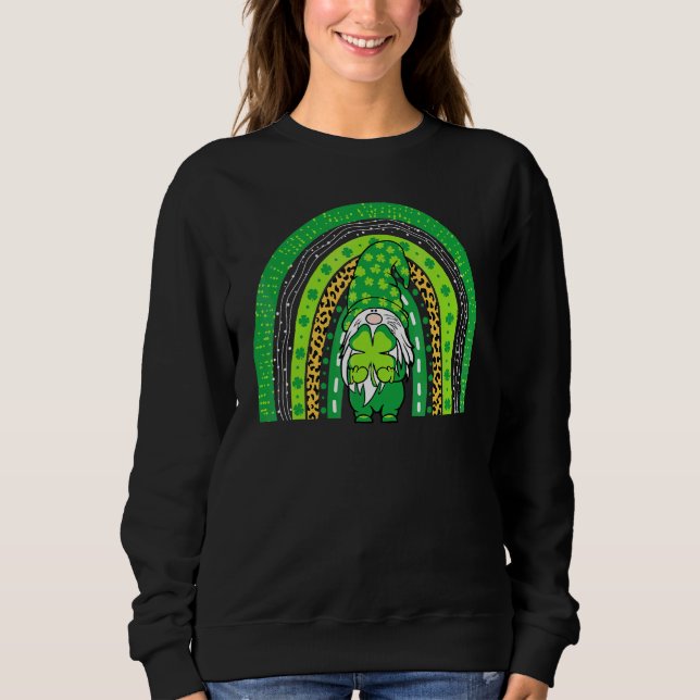 Sudadera St Patrics Day Rainbow Gnome Lucky Shamrock (Anverso)