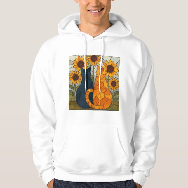 Sudadera Stained Glass Cats and Sunflowers Art Design (Anverso)