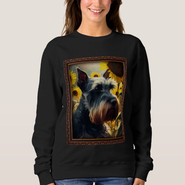 Sudadera Standard Schnauzer Painting Sunflower Flower Mom W (Anverso)