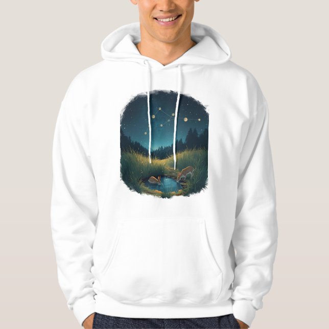 Sudadera Starlit Whisper – Mystical Night Meadow Illustrati (Anverso)