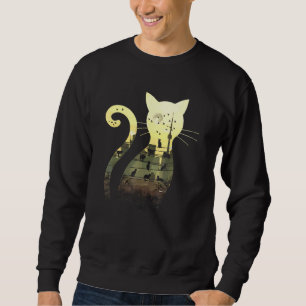 Sudadera Starly Sunset Night Urban City Skyline Cats negros