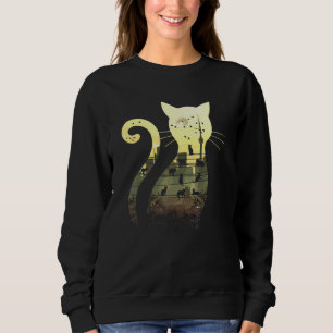 Sudadera Starly Sunset Night Urban City Skyline Cats negros