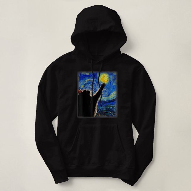 Sudadera Starry Night Cat, Cat Mom, Cat Dad, Cat Lover, Van (Diseño del anverso)