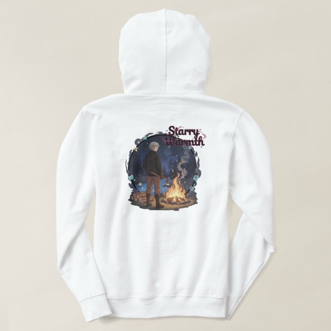 Sudadera Starry Warmth - Lumberjack Anime Boy by Campfire (Reverso del diseño)