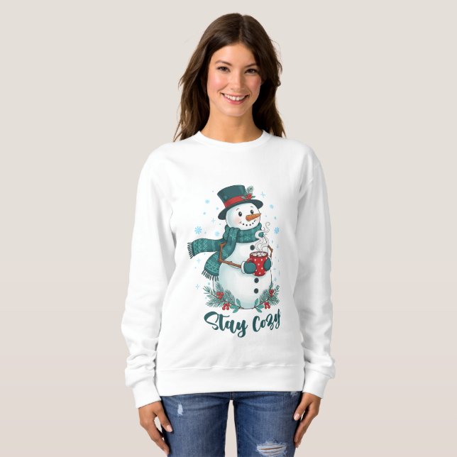Sudadera Stay Cozy Winter Snowman With Hot Cocoa (Anverso completo)