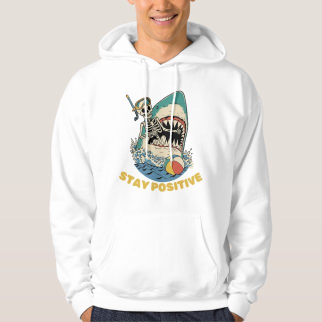 Sudadera Stay Positive - Funny Skeleton Shark Attack (Anverso)