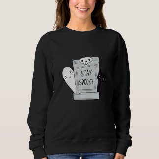 Sudadera Stay Spooky Spooky Cute Cat and Ghost in a graveya