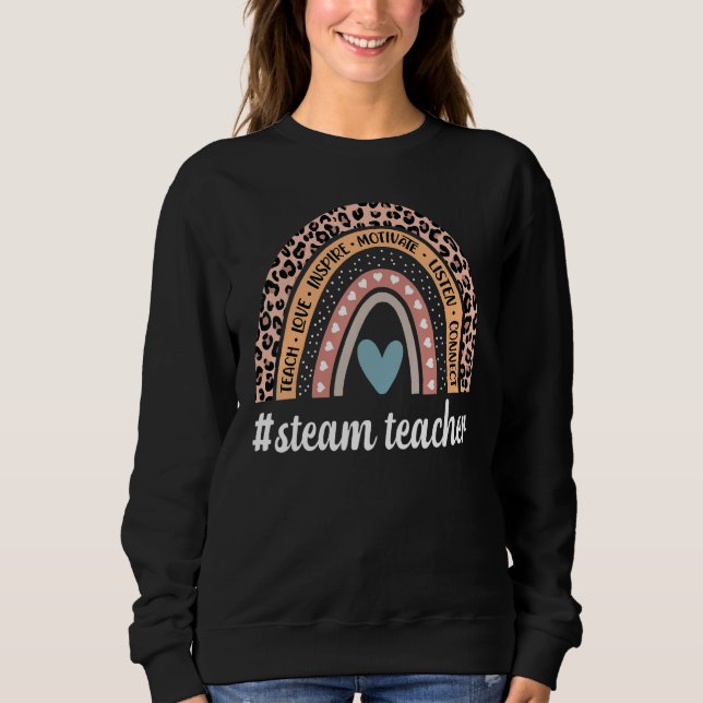 Sudadera Steam Teacher Rainbow Leopard Science Technology T (Anverso)