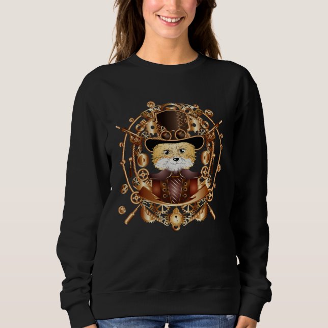 Sudadera Steampunk fox with cylinder hat look (Anverso)
