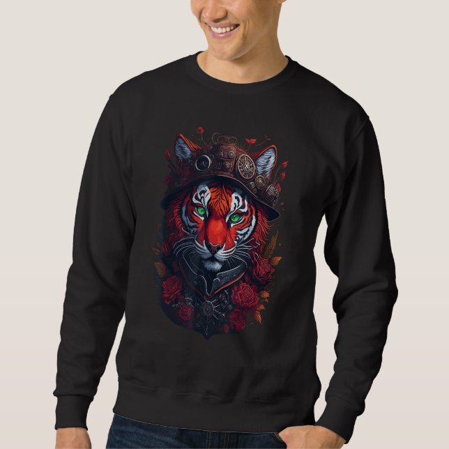 Sudadera Steampunk Tiger flowers splash Tigers  Fantasy Art (Anverso)