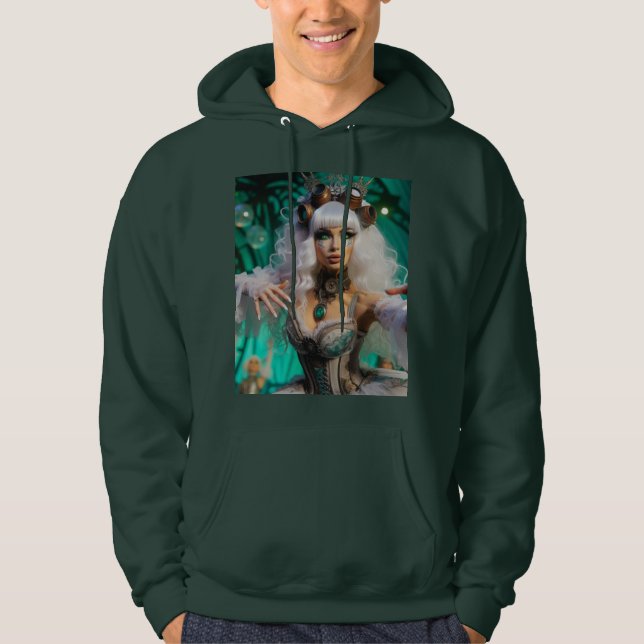 Sudadera Steampunk Victorian Futurista Bailarina Verde (Anverso)