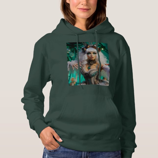 Sudadera Steampunk Victorian Futurista Bailarina Verde (Anverso)