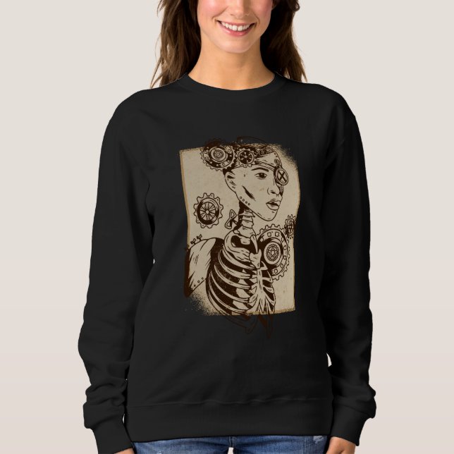 Sudadera Steampunk vintage skeleton scary face (Anverso)
