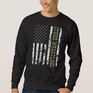 Sudadera Steer Wresting Bandera Patriótica Americana Rodeo