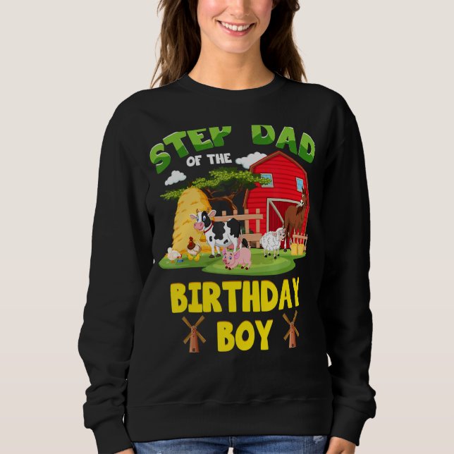 Sudadera Step Dad Of The Birthday Boy Farm Animals Barnyard (Anverso)