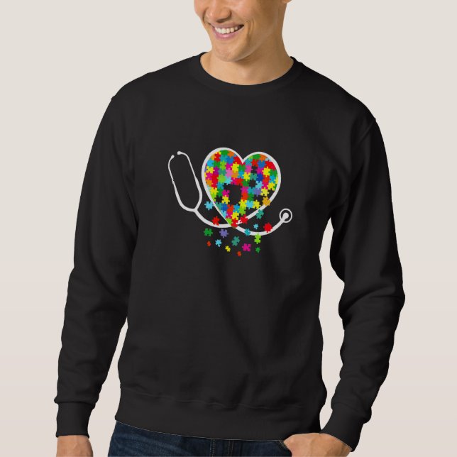 Sudadera Stethoscope Autismo Conciencia Médica Rn Enfermera (Anverso)