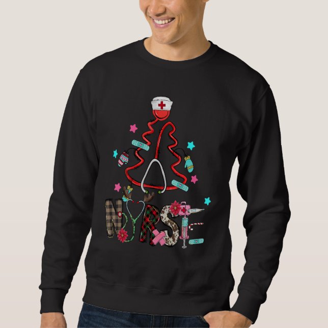 Sudadera Stethoscope Christmas Tree Nurse Christmas Scrub T (Anverso)