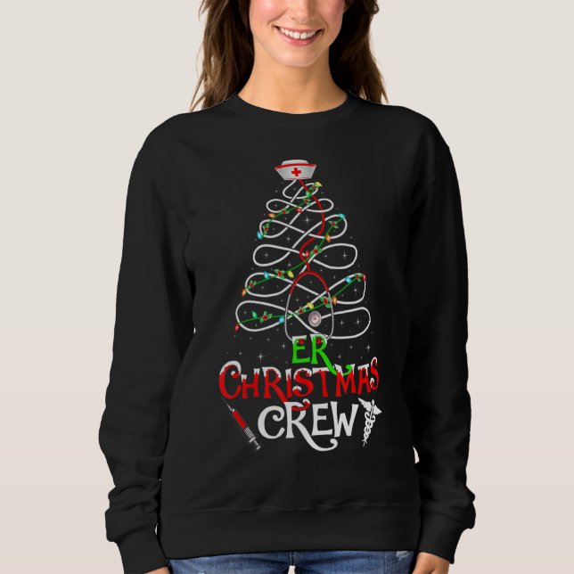 Sudadera Stethoscope Enfermera Navidades Er Crew Tree Light (Anverso)
