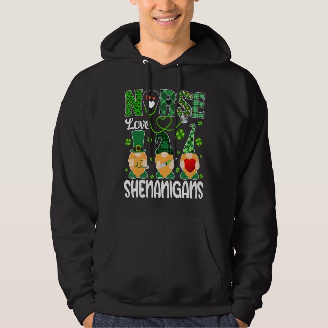 Sudadera Stethoscope Gnomes Shenanigans Enfermera St Patr (Anverso)