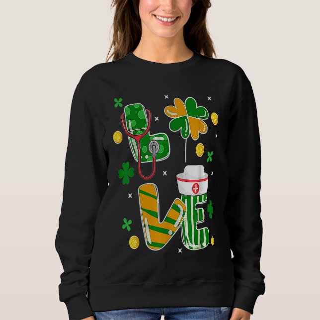 Sudadera Stethoscope Nurse St Patrick's Day Lucky Nurse Sha (Anverso)