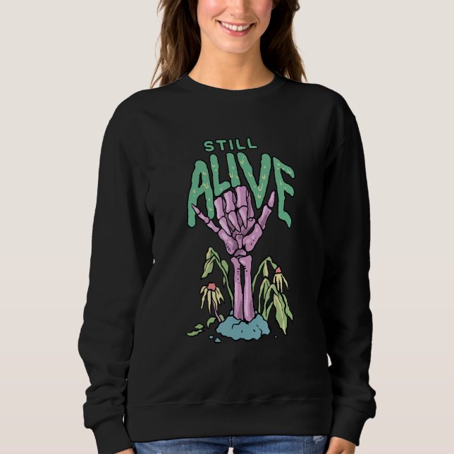 Sudadera Still Alive Pastel Goth Shaka Skeleton Hand Occult (Anverso)