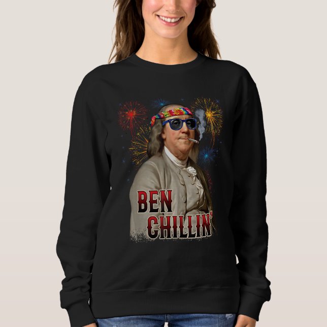 Sudadera Stoner Ben Franklin De Ben Chillin Fuego El 4 De J (Anverso)