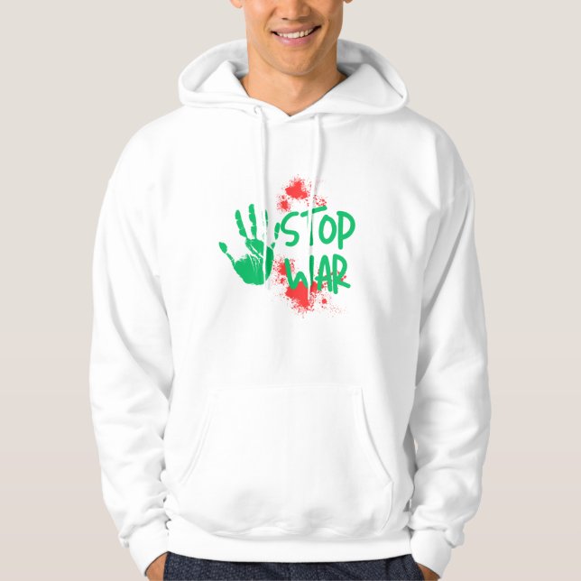 Sudadera Stop War – Bold Handprint Anti-War Graphic Design (Anverso)