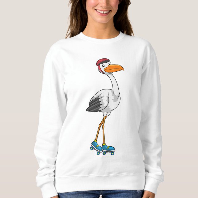 Sudadera Stork como patinador en línea con patines de patin (Anverso)